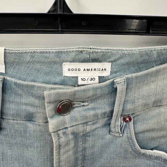 GOOD AMERICAN NWT Good Waist Skinny Distressed Crop Jeans in Blue635 // 10 - Picture 5 of 11